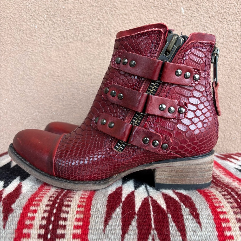 Freebird by Steven Grecko Red Leather Ankle Boot